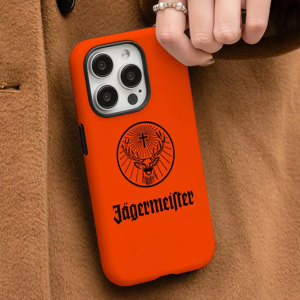 J-Jagermeisters Design Phone Case For iPhone 17 16 15 14 13 12 Pro Max Plus Glossy HD Double-Layer Liquid Back Film Hard Shell