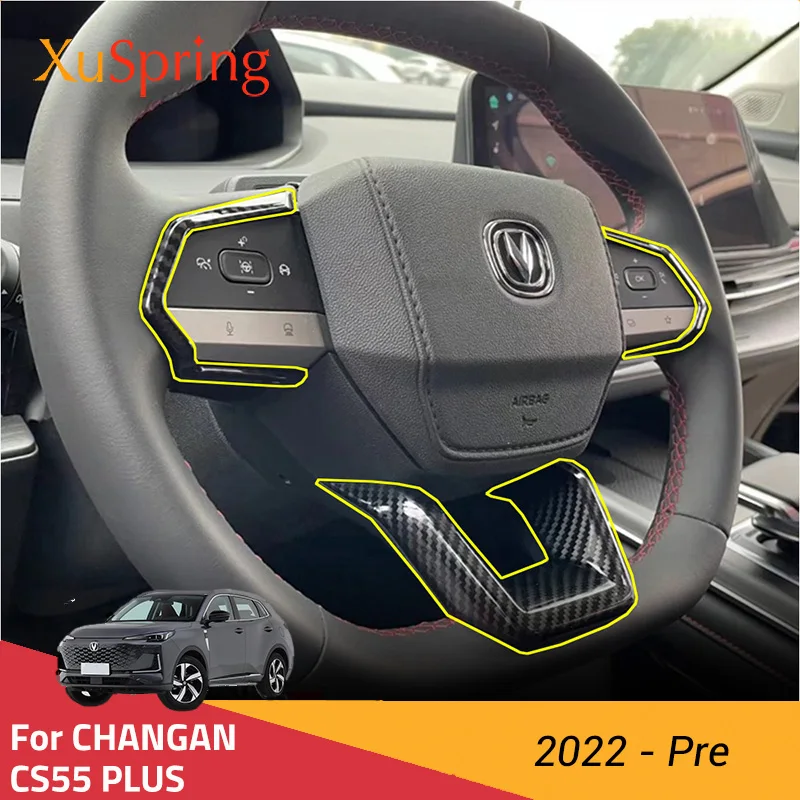 

Для CHANGAN CS55 PLUS 2022 2023 2024 Автомобильная рамка рулевого колеса отделка Обложка Наклейка украшение ABS углеродное волокно
