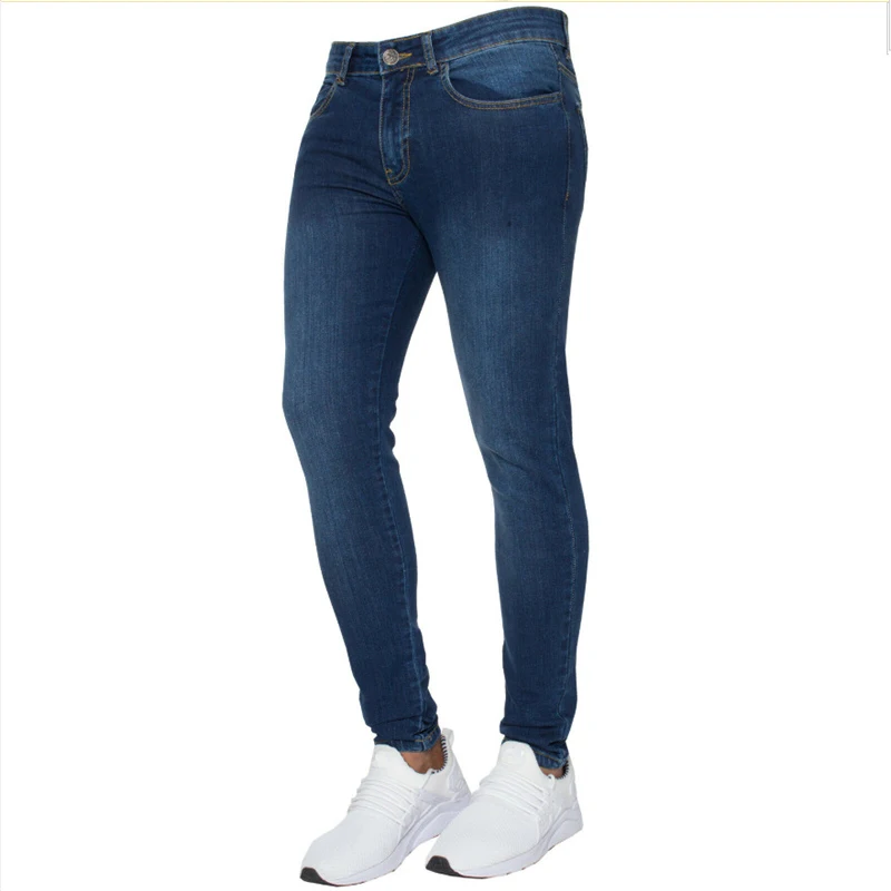 Jeans skinny elástico para homens, calças jeans finas, de algodão elástico, masculinas plus size, lápis, cor pura, calça casual, nova moda