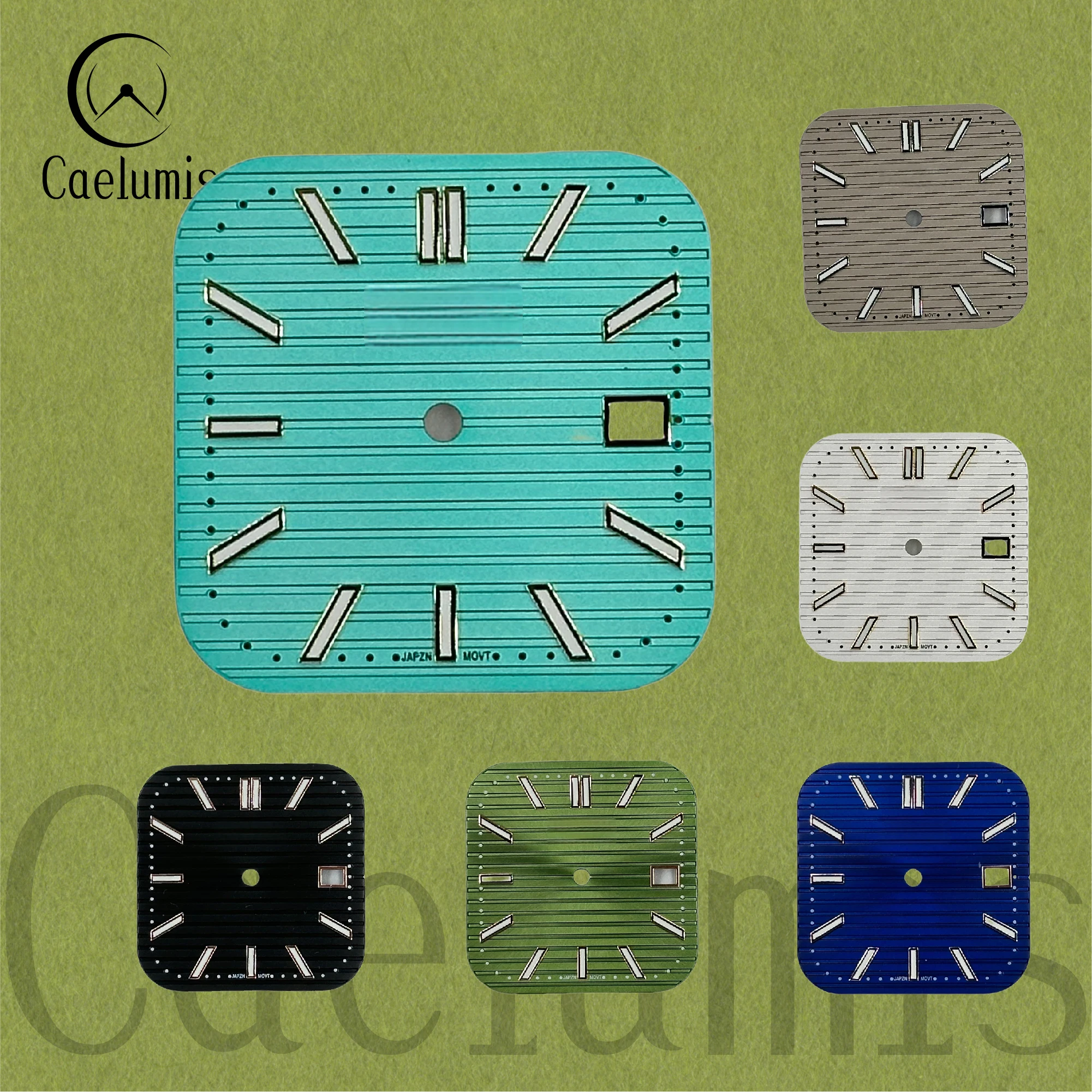 Caelumis Watch Dial S Logo S Dial  Luminous Square Dial Date Dial 29.5mmdial for NH35 movement Watches for men mods parts