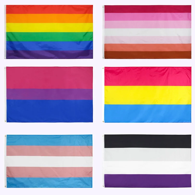 

50pcs 3x5 Ft Progress Pride Rainbow Flag 90X150cm Vivid Color Polyester Banner Flags for Home Office Parade Decor