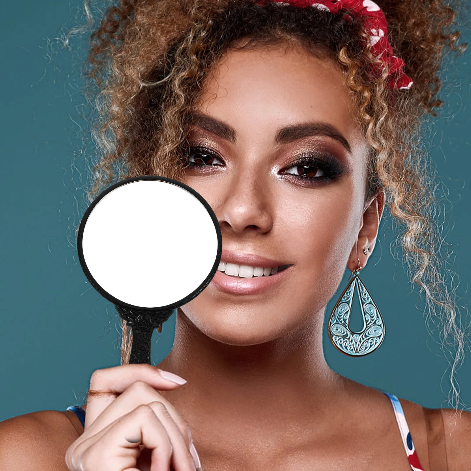 Vintage Handheld Makeup Mirror Portable Compact Lightweight Durable ABS Material High Definition Reflective Surface