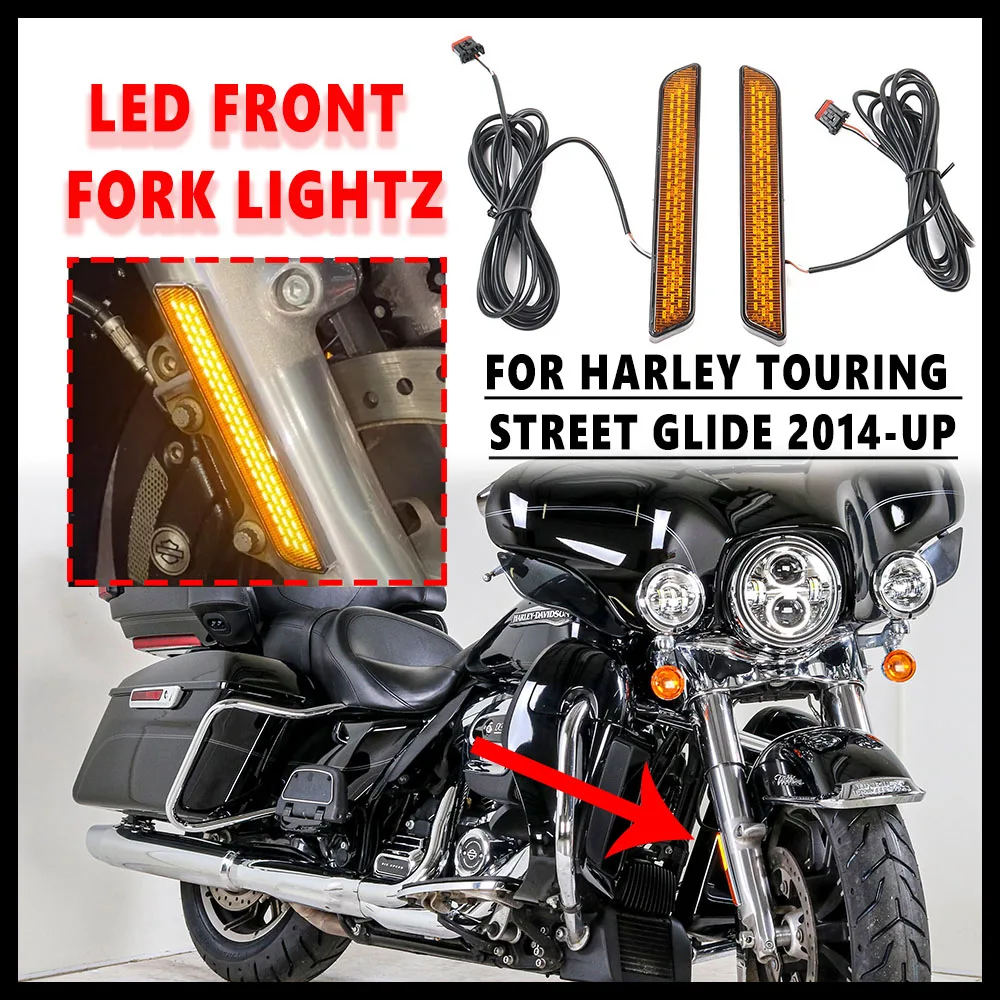 For Harley Softail Low Rider ST El Diablo FXRST FXLRST Fat Boy 2022UP TwoColor Motorcycle LED Black Front Fork Light Turn Signal