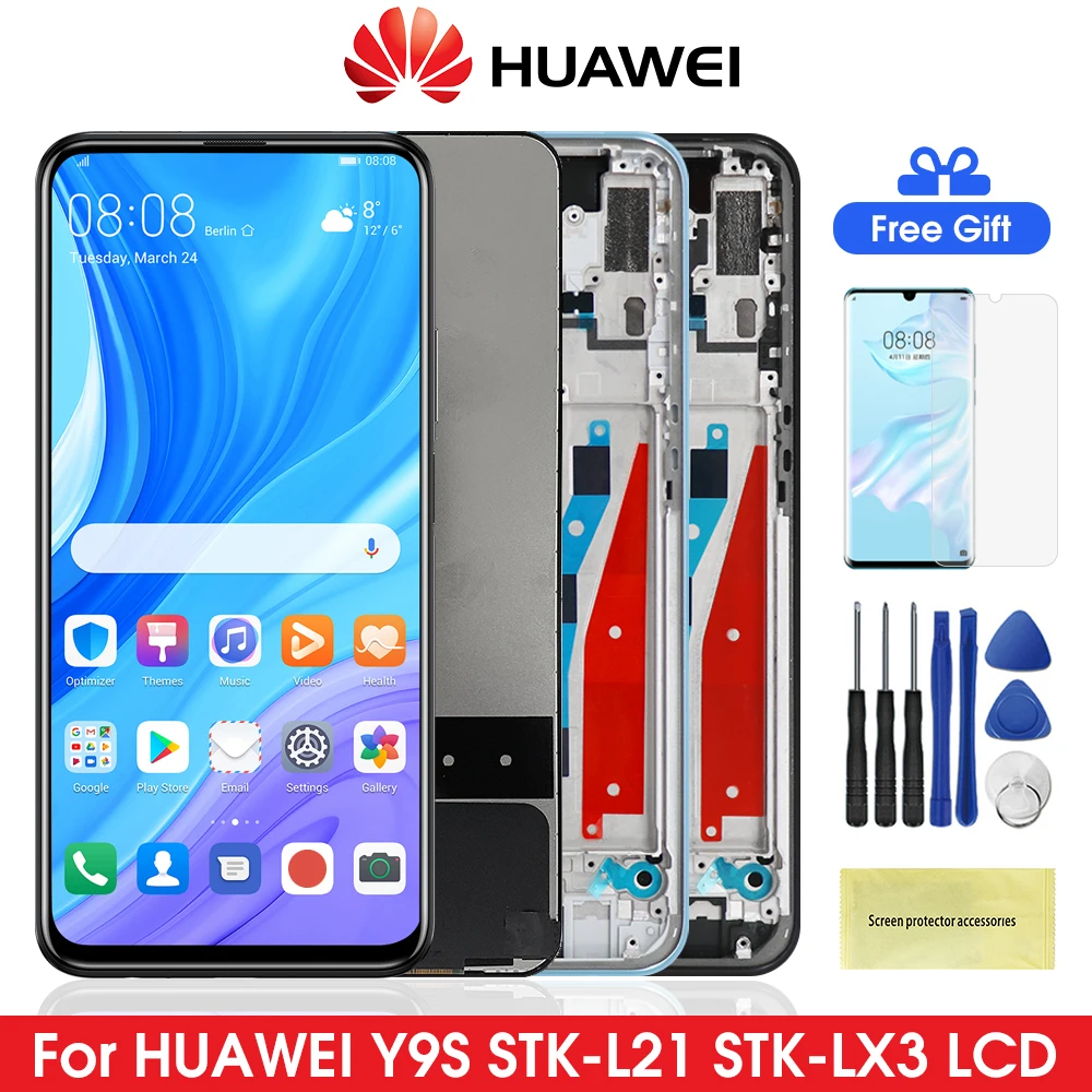 Original Huawei Y9S Screen Replacement for Huawei Y9S STK-L21 LCD Display Digital Touch Screen With Frame for Huawei P Samrt Pro