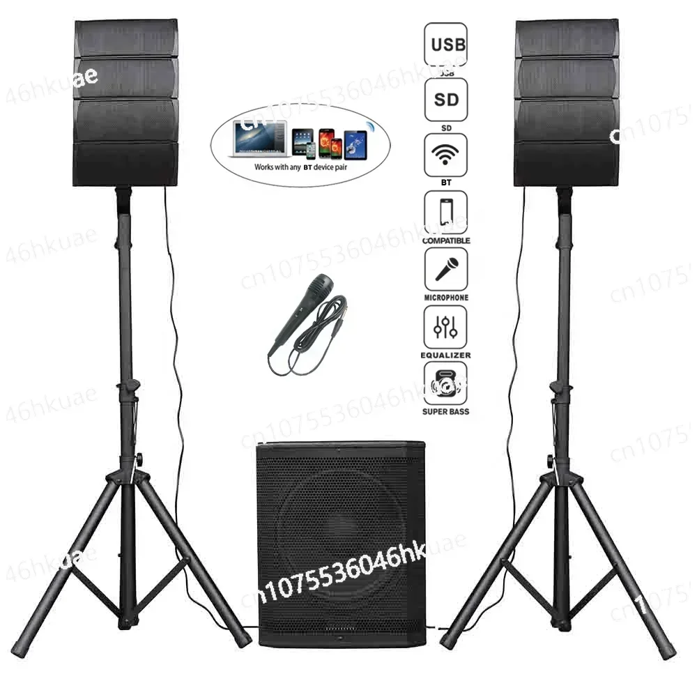 Array Line speaker 1600W 15inch active Subwoofer Karaoke sets Powered 2.1 Channel DJ box PA sound box System