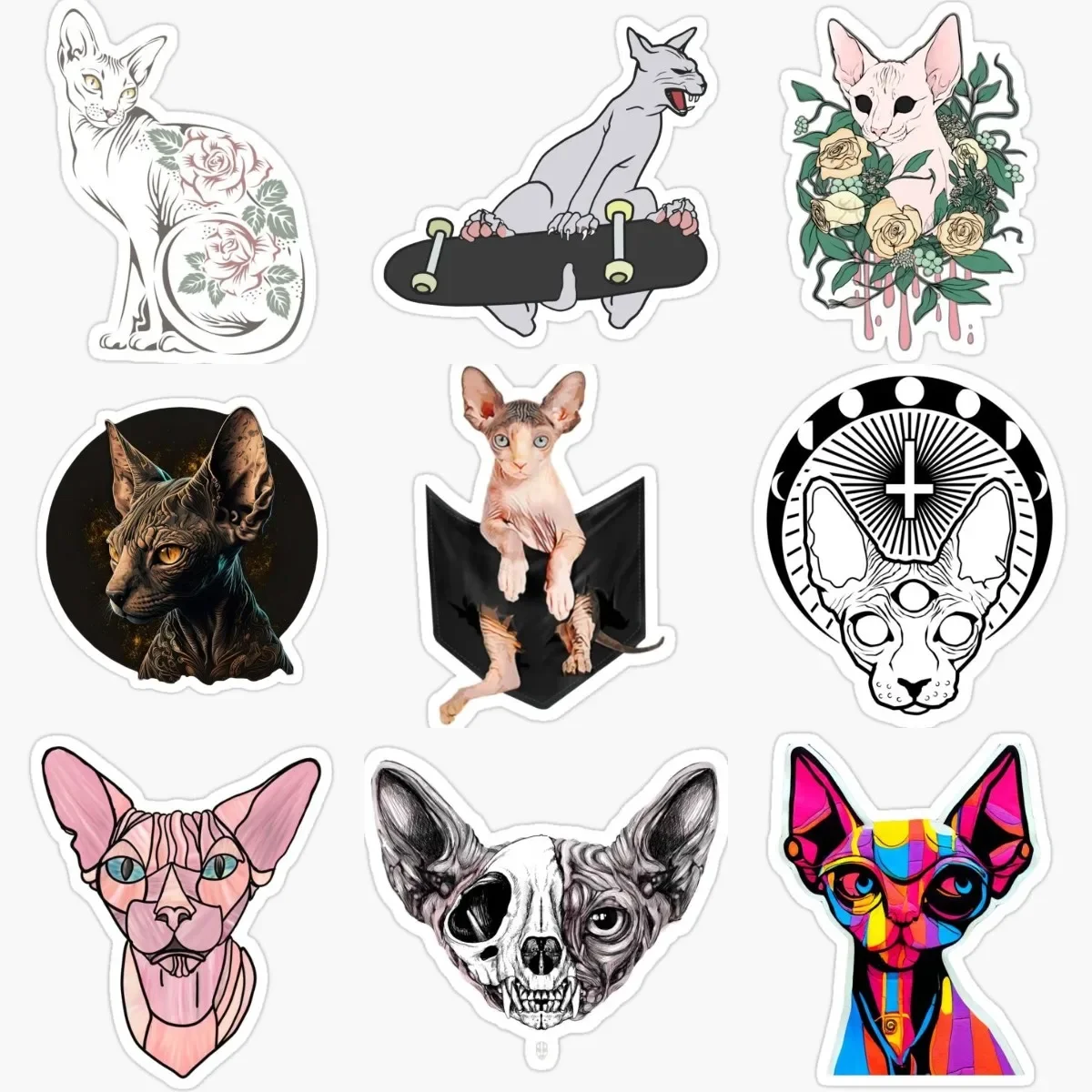 

Creative Canadian Hairless Cat Sphynx Cat Pets PVC Stickers for Decorate Car Van Helmet Fridge Wall Window Bicycle Decal