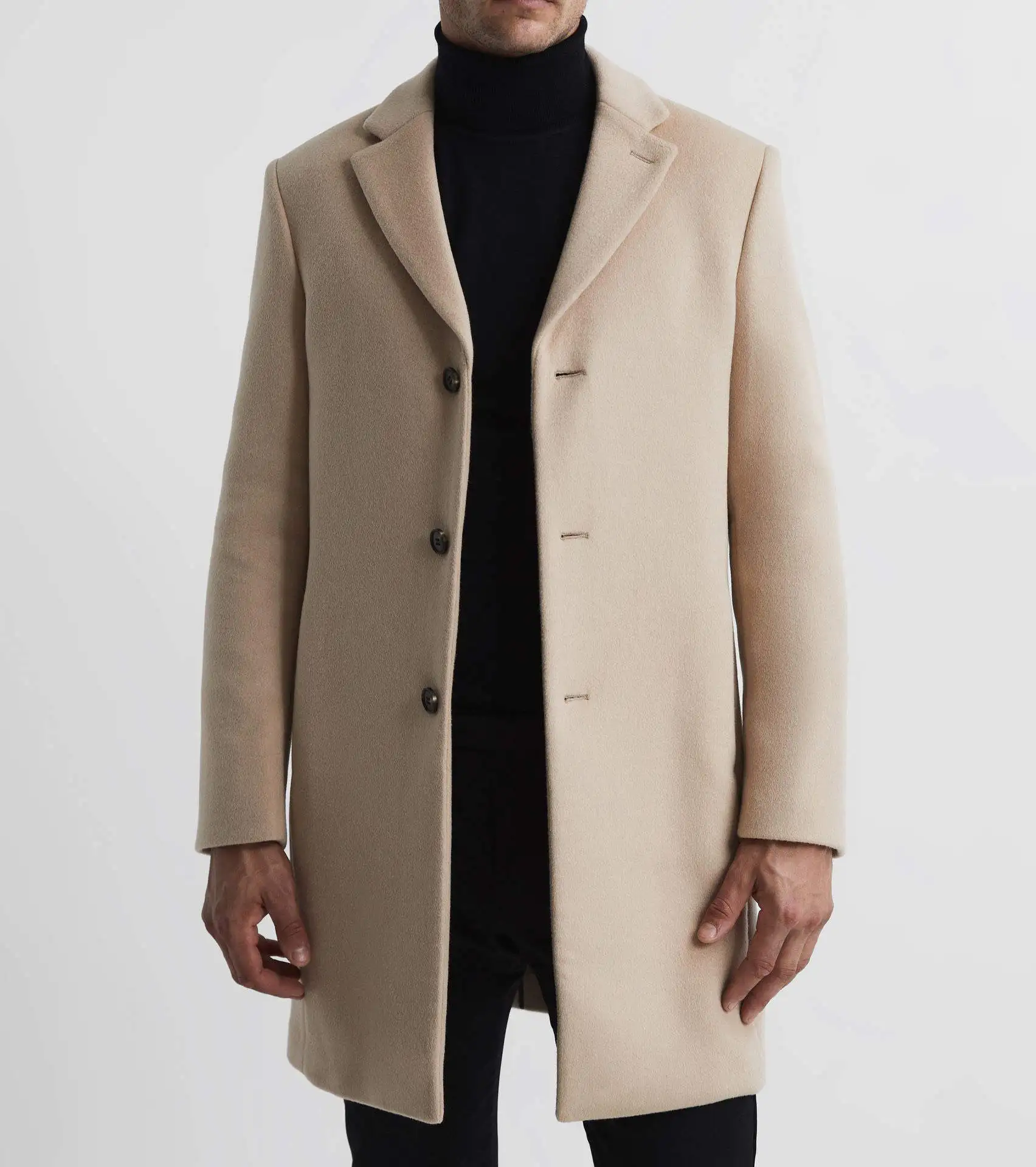 Warm Woolen Men Long Jacket Single Breasted Notched Lapel Overcoat Bussiness Autumn Winter Coats Custom Made Only Coat