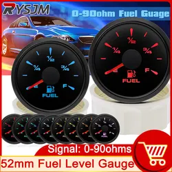 0-90 Ohm Boat Marine Fuel Level Gauge 52mm Pointer Fuel Level Meter 7 Colors LED Display for Universal Boat Car Truck customized