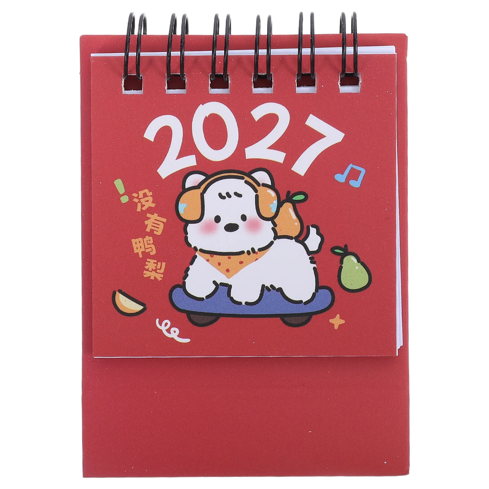 Mini Desk Calendar 2027 Dog Pattern Standing Flip Desktop Calendar Metal Ring Binding Cute Cartoon Design Office School Use