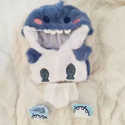 20cm Doll Clothes Replacement Outfit Doll Accessories Cartoon Shark Coat Pink Blue Playing House Miniature Plush Hoodies