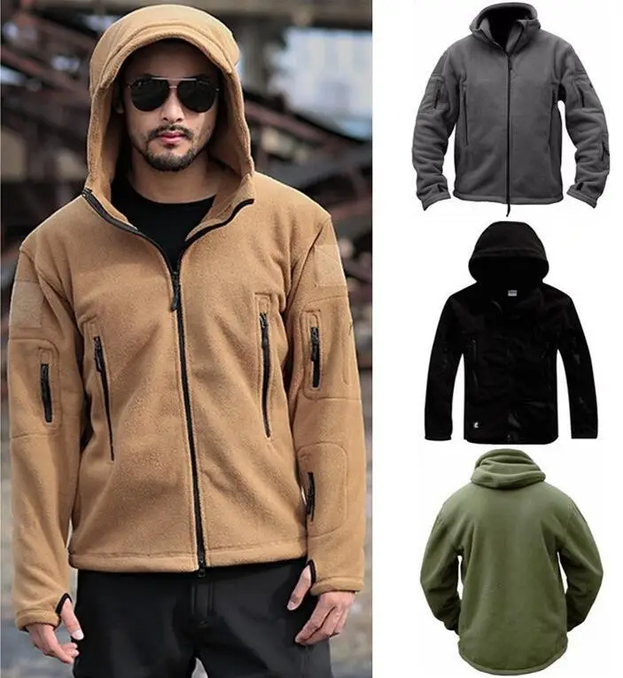 

Men's Outdoor Warm Fleece Lined Jacket Hooded Fleece Pullover Solid Color Coat Sporty Style Regular Length
