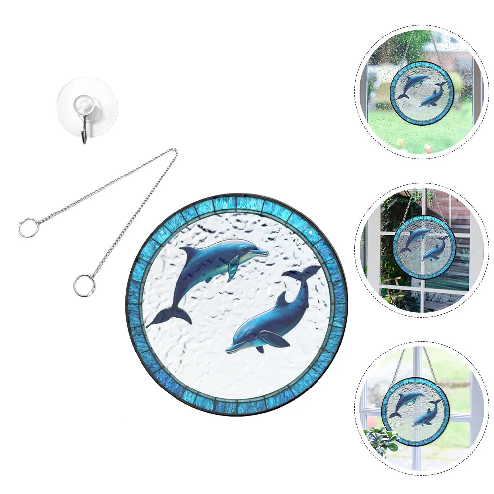 

Двусторонний акриловый солнечный светоотражатель с узором дельфина, декоративное подвесное украшение большого размера для сада, балкона, вечеринок