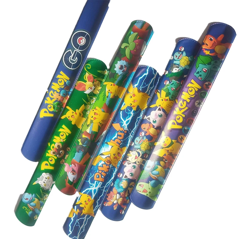 6/12pcs Pokemon Bracelets Pikachu Figures Anime Wristband Child Slap Band Puzzle Toys Boys Girls Birthday Party kids toy Gifts image 4