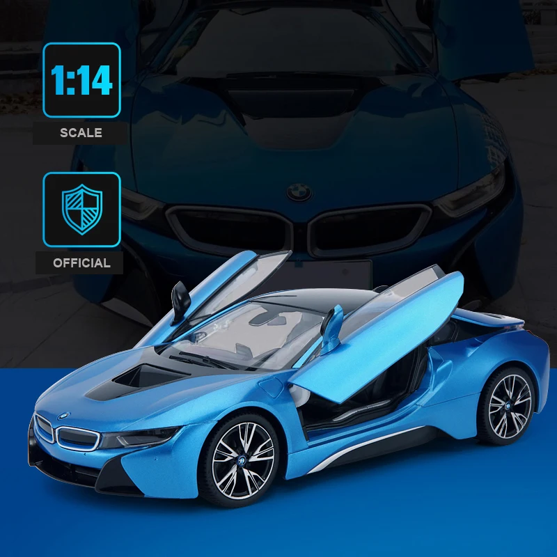 BMW i8 RC Car 1/14 Remote Control Car Model Rechargeable Battery Radio Controlled Auto Machine Toy Gift for Kids Adults (blue)