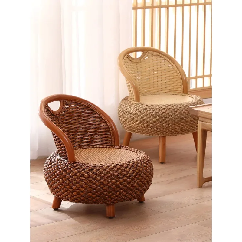 Vine weaving small chairs, household chairs, single person rattan chairs, rural low stools, back chairs