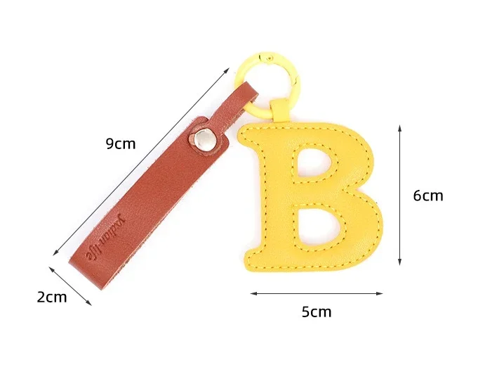 Creative Leather English Letter Keychain Bag Hanging Ornaments Pendant Charms Decorations for Bag Phone Bag Accessories Gift