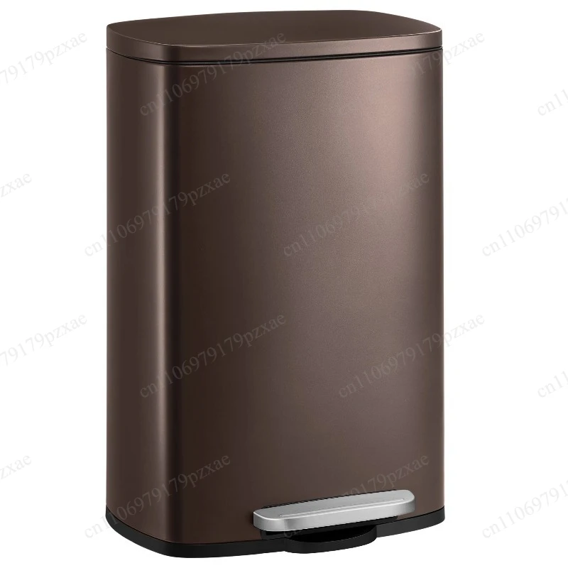50L Pedal Kitchen Trash Can Soft Close Lid Stainless Steel Inner Bucket For Home Office Use