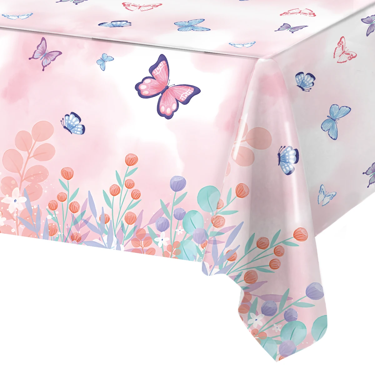 Butterfly Waterproof Tablecloth Birthday Party Spring Summer Outdoor Butterfly Party Table Decor Girl Happy Birthday Party Decor