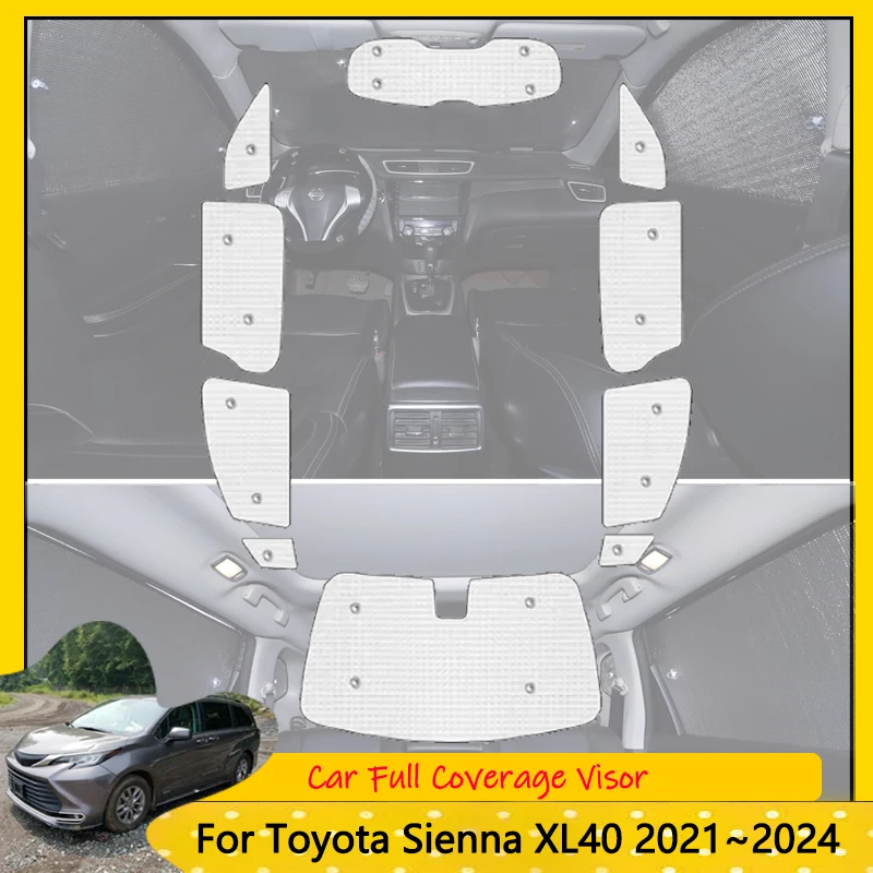 

For Toyota Sienna MK4 4th 4Gen XL40 2021~2024 2022 2023 Car Full Coverage Sunshades Protector Windshield Cover Reflective Visor