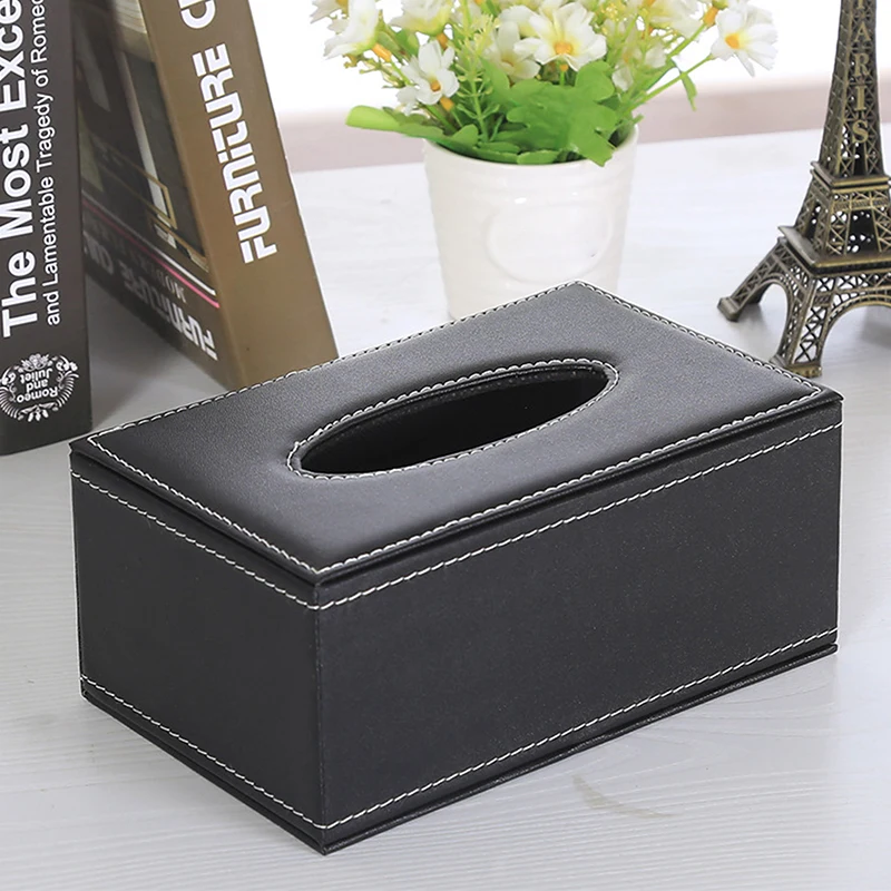 High-Quality Leather Tissue Box Holder Living Room Household Tissue Box Creative Napkin Box Car Tissue Case