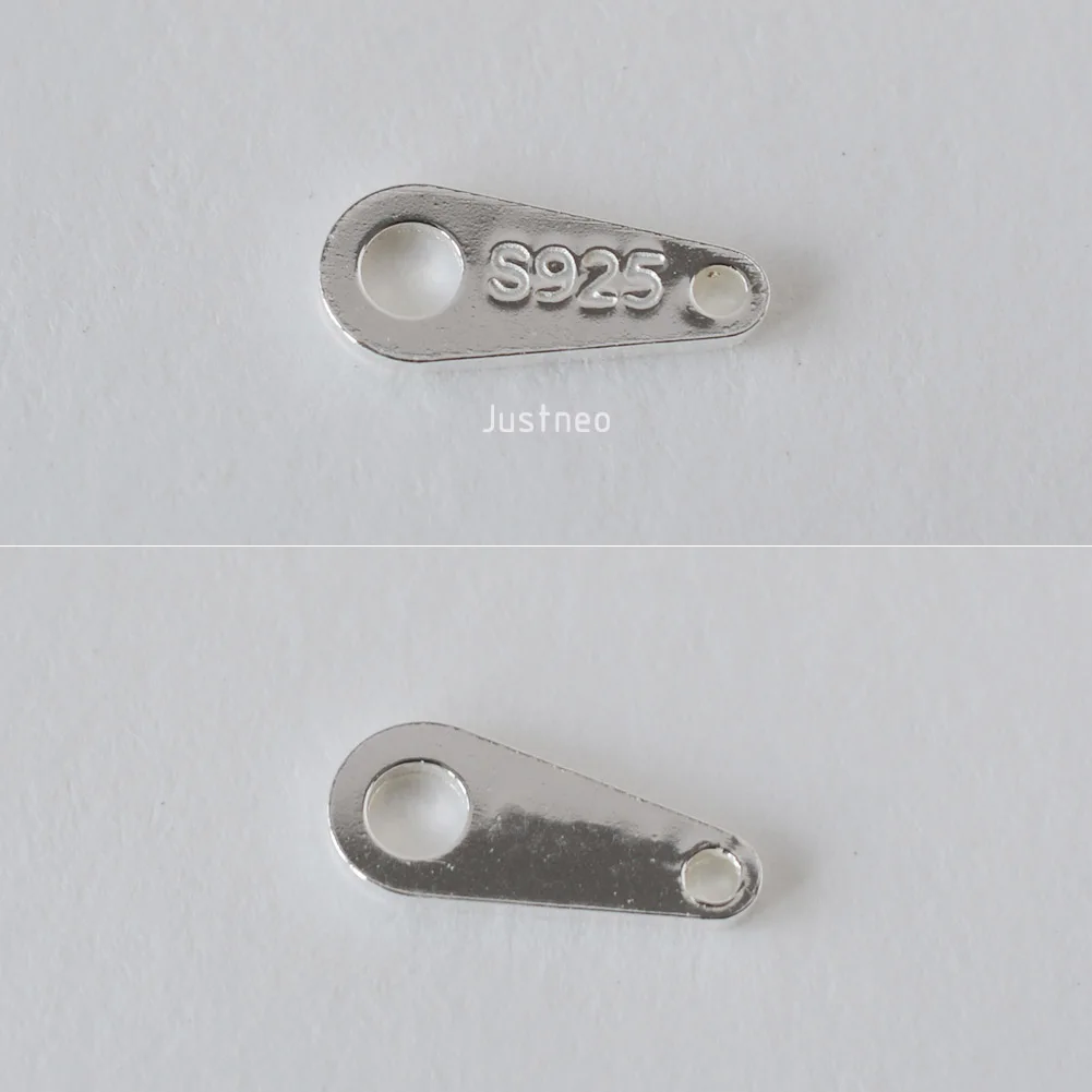 Sterling Silver Small Chain Tab End Tags Clasp Connector Jewelry Making, Silver Tag Jewelry Findings