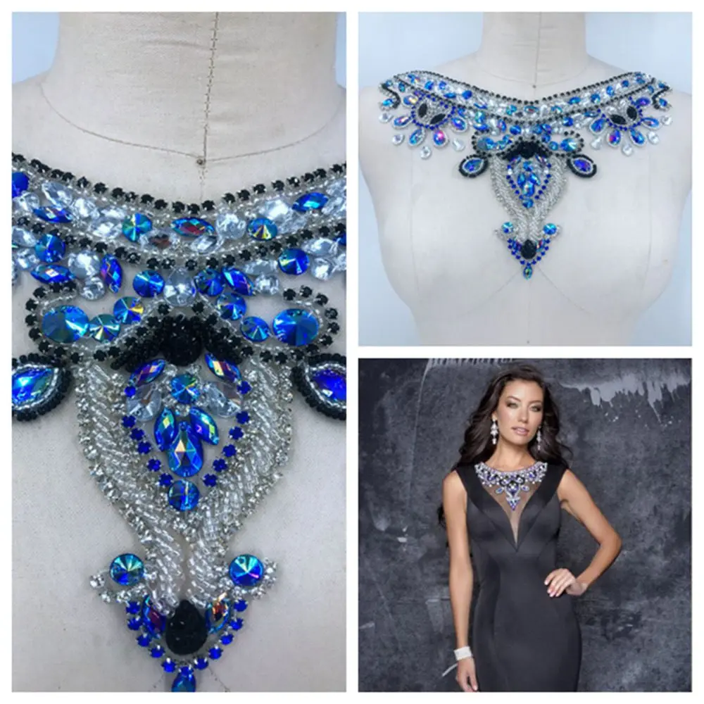 

Fix Colors Handmade Beaded Diamond Crystal Luxury Rhinestone Material Apparel Decoration Evening Dress Neck Accessory