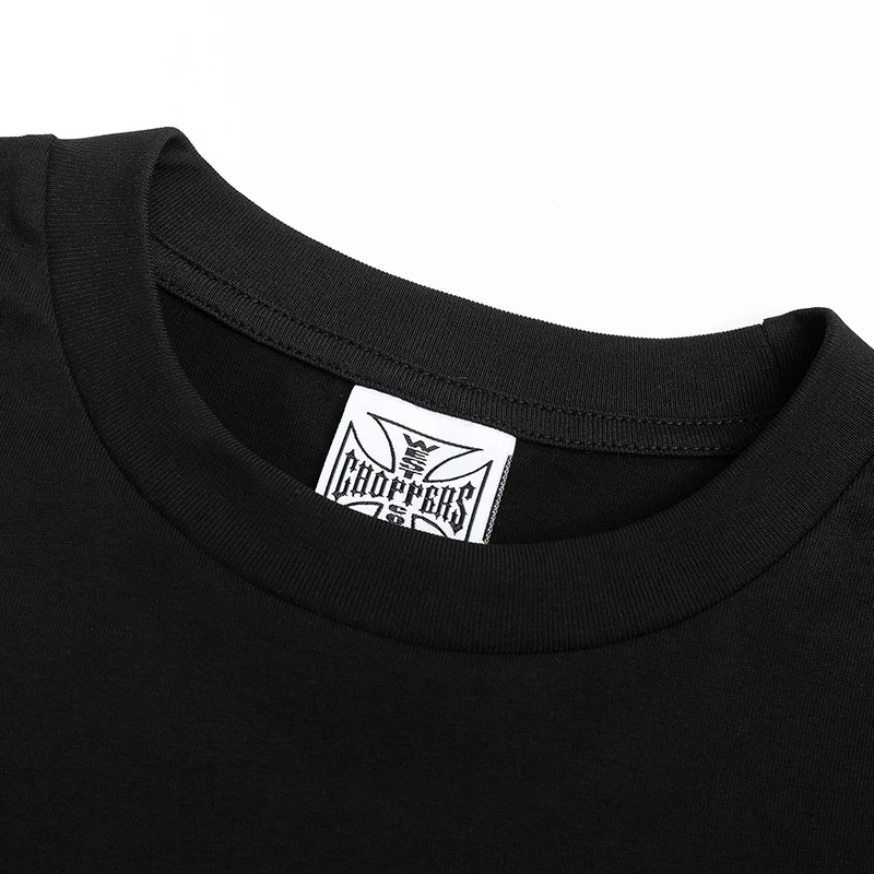 West Coast Choppers Long Sleeve T-Shirt Vintage Cross Sanskrit Grey Trendy Loose Fit Men's Long Sleeve