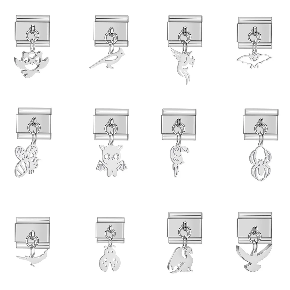Fashion Birds Owl Ladybugs All Kinds of Insect Animals Italian Charm Links Stainless Steel Fit 9mm Bracelet DIY Jewelry Making