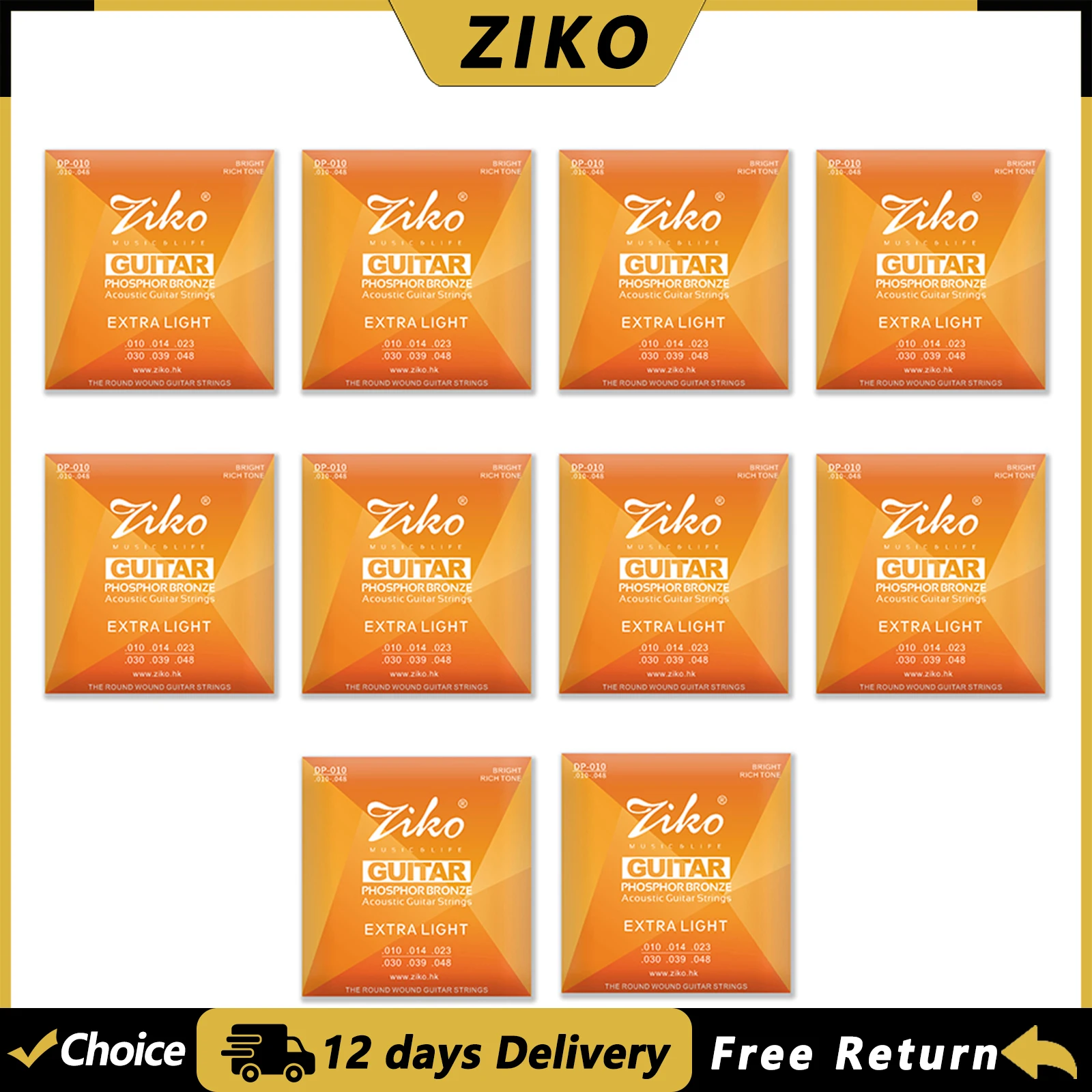 ZIKO Acoustic Guitar Strings High Carbon Steel Hexagonal Alloy Phosphor Copper Wound Guitarra Strings Guitar Parts & Accessories