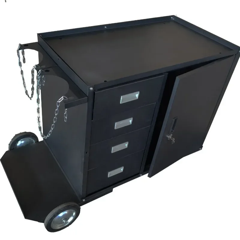 

Heavy duty double gas cylinder oversized capacity electric welding car, thickened workbench, trolley with drawers