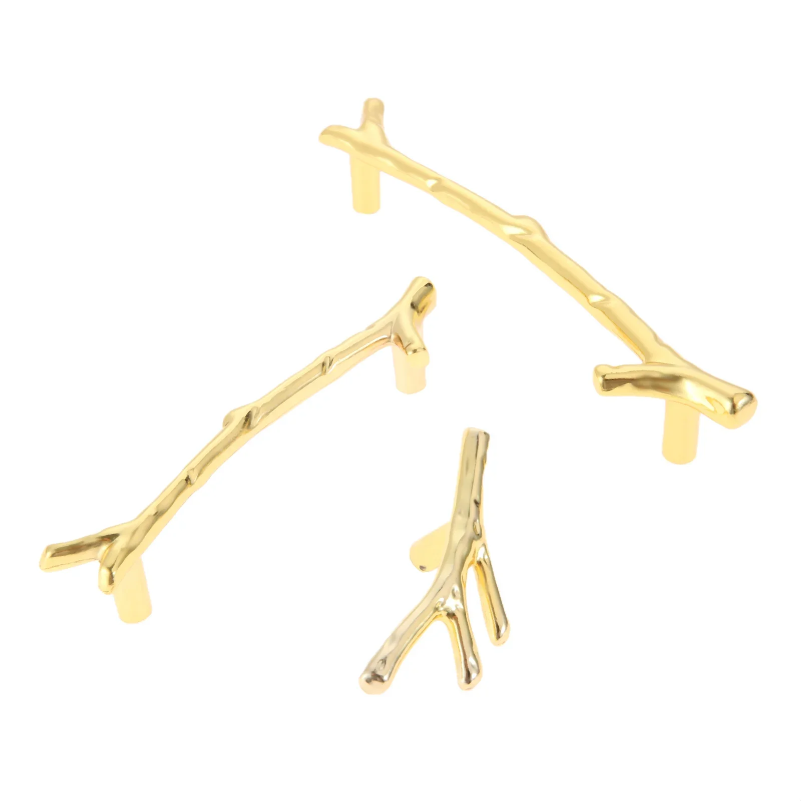 1PC Tree Branch Creative cabinets Handles Simple Drawer Wardrobe Pull Gold Kitchen Door Closet Knobs Shabby 68/122/162mm