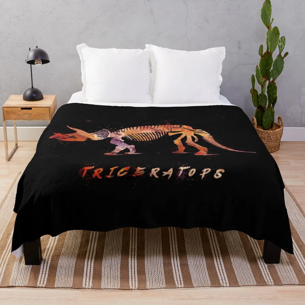 Triceratops skeleton Throw Blanket Tourist Designers Thin heavy to sleep Blankets