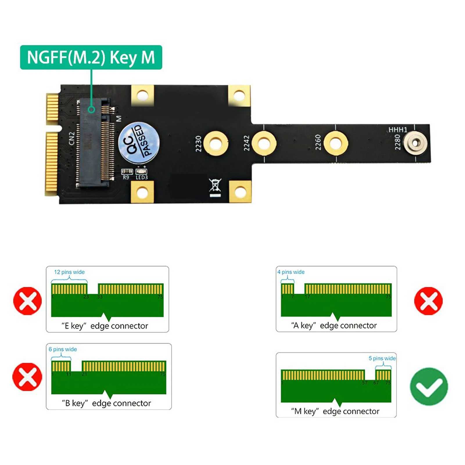 محول M.2 NGFF NVME SSD محول PCIE صغير إلى M.2 M محول مفتاح لـ 2230 2242 2260 2280 M.2 SSD