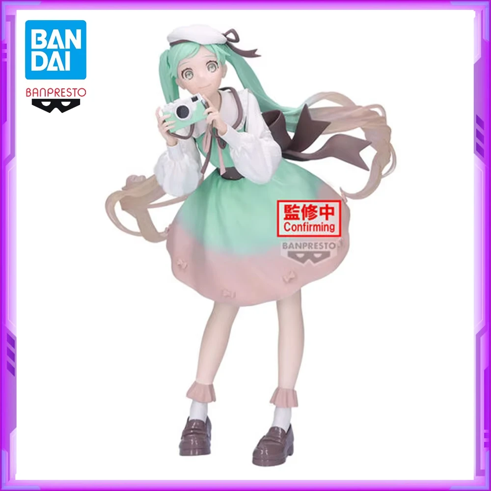 Original BANDAI Banpresto Piapro Vocaloid Hatsune Miku Dress Camera Ver Anime Figures Action Figure Model Toys Christmas Gifts