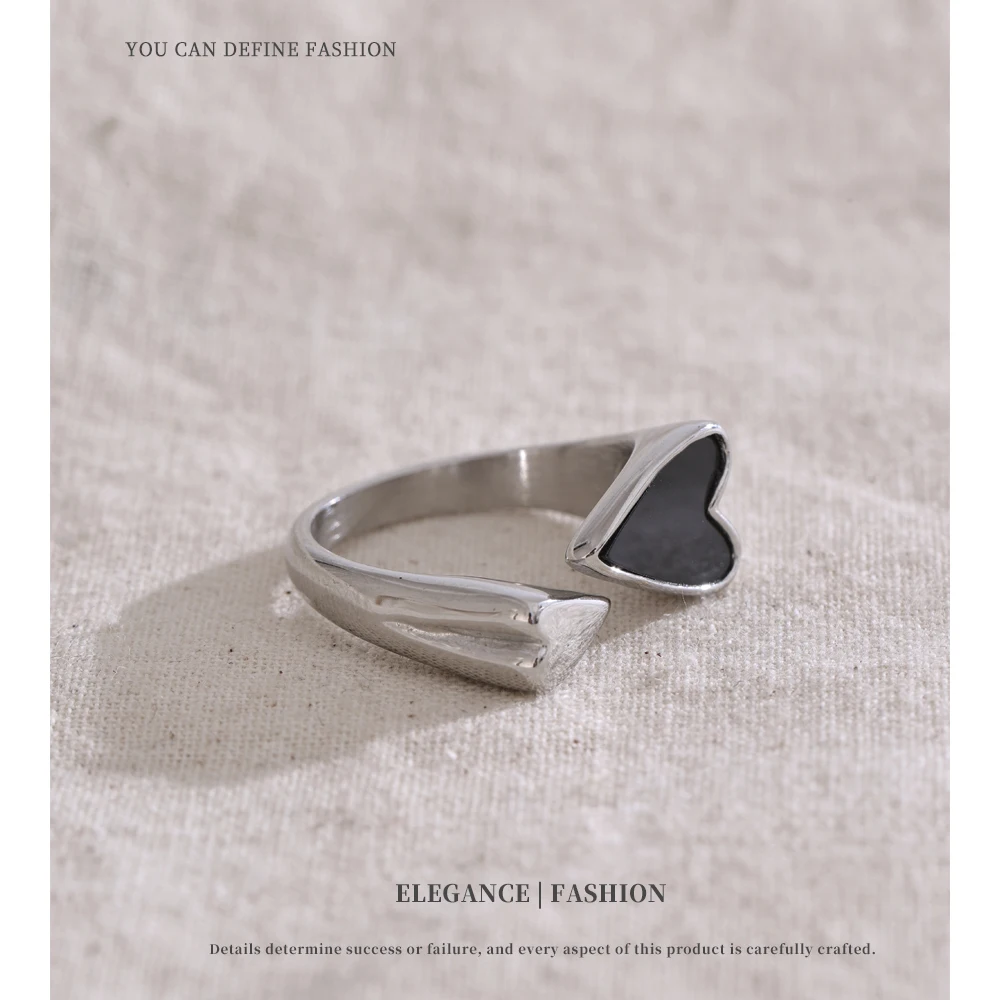 NiNice Women's Rings Stainless Steel Jewelry Engagement Choice Jewelry Heart Shell Waterproof Fashionable Minimalist Regalo
