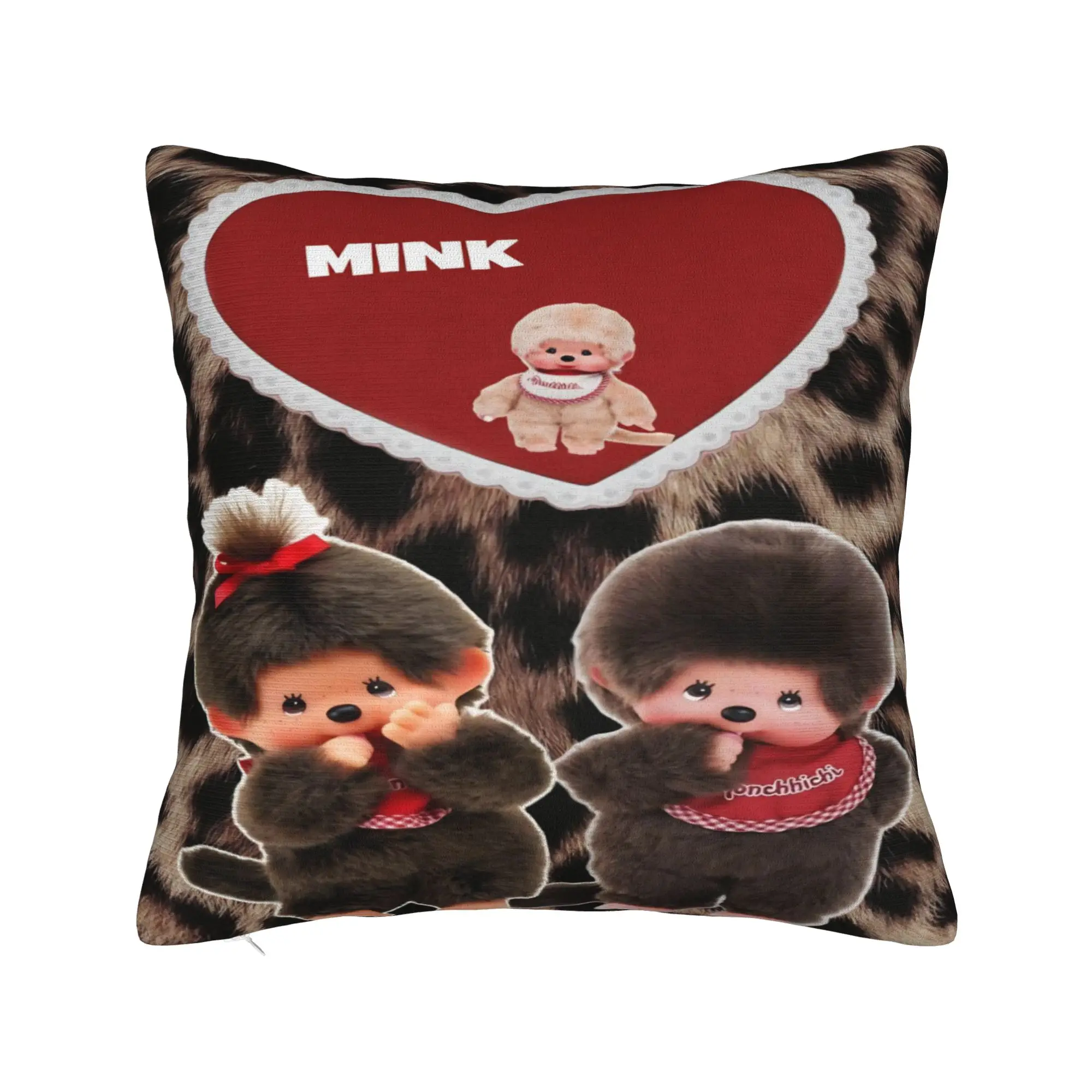 Kawaii Monchhichis  Pillowcases Stuff Printing Cushion Cover  Pillow Covers Home Decor Zipper Multi Size