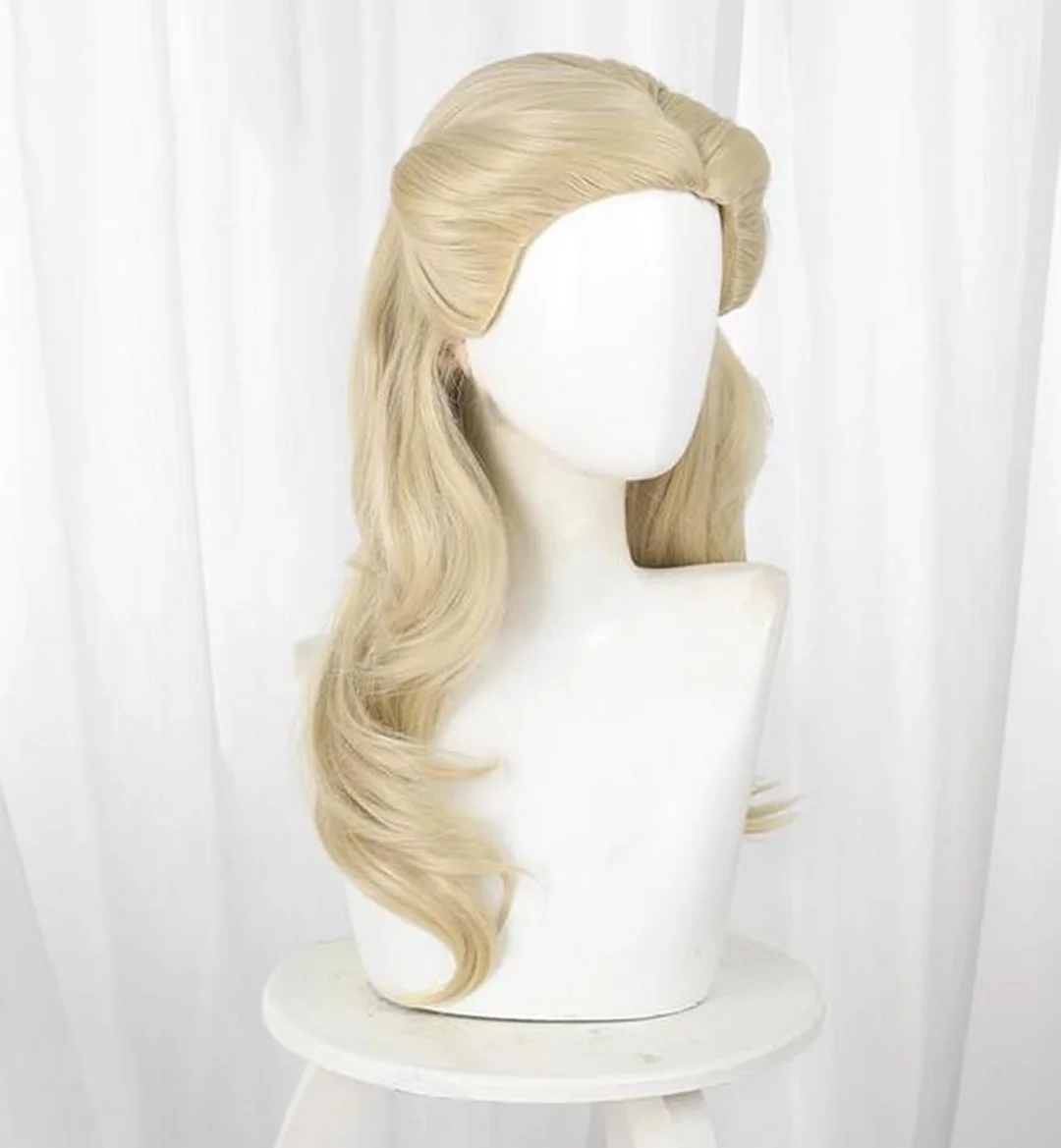 Anime Wicked Cosplay Hexen Glinda Perücke Goldene gewellte lockige Halloween Anime Party Perücke