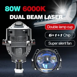 3 inch Car Bi LED Projector Direct Laser Lenses Headlight 12V 160W 6000K For H4 H7 9005 9006  LED Lights Tuning Car Accessories