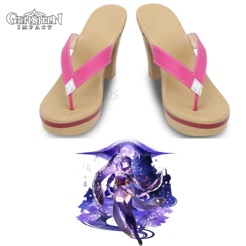 2025 New Anime Hot Game Genshin Impact Raiden Shogun Baal Custom 33-48 Size Unisex Cosplay Shoes Sandals Slippers Thic abc