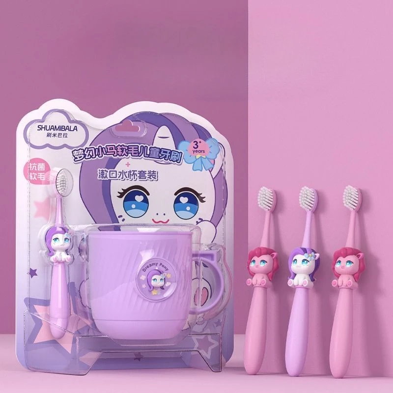 فرشاة أسنان جديدة من ماي ليتل بوني لغسول الفم، شخصية كرتونية إبداعية عالية الجودة للأولاد والبنات، شعيرات ناعمة للتنظيف العميق