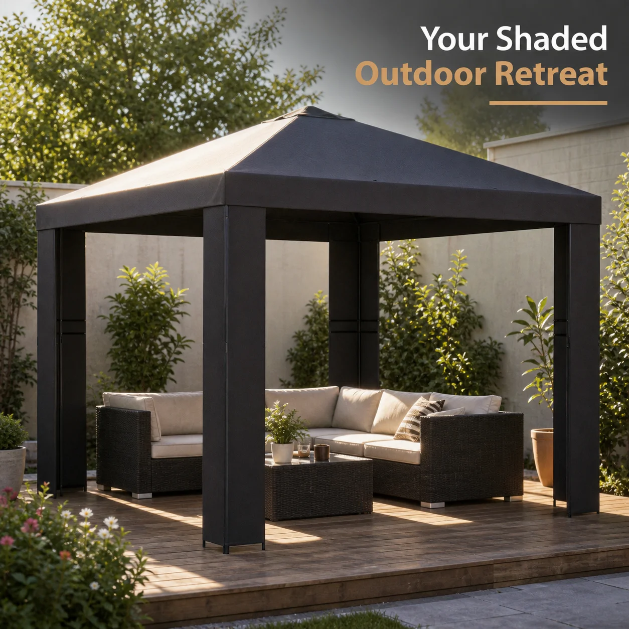 Pavillon 3x3m Anthrazit Polyester Stahl 190GSM Outdoor Terrassenüberdachung Schatten