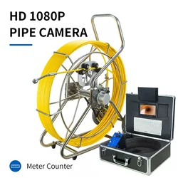 9mm Cable Pipe Inspection Camera, SYANSPAN 9inch Screen Sewer Drain Industrail Endoscope Meter Counter Video Recording+Keyboard