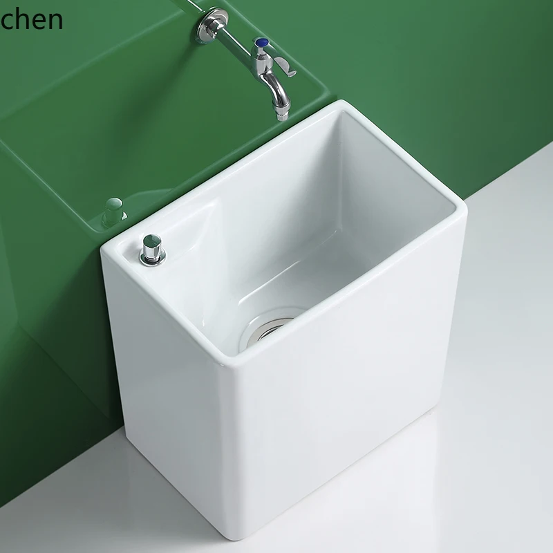 ZML Wash Mop Pool Mop Sink Floor Balcony Small Ceramic Geobasin Bathroom