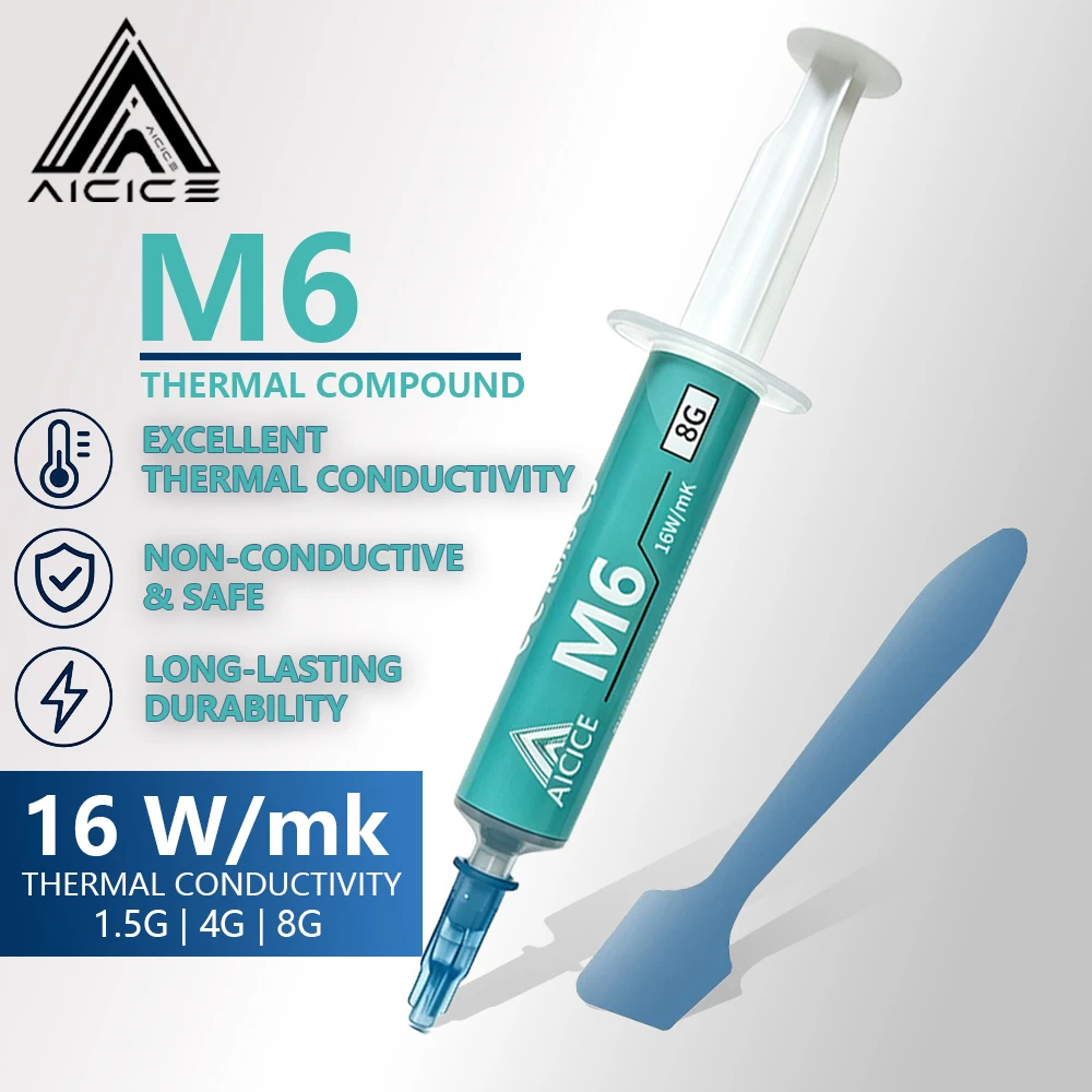 AICICE M6 Thermal Grease 16W/mK High Performance Thermal Compound, Non-Conductive CPU GPU Laptop Cooling Silicone Paste1.5/4/8g