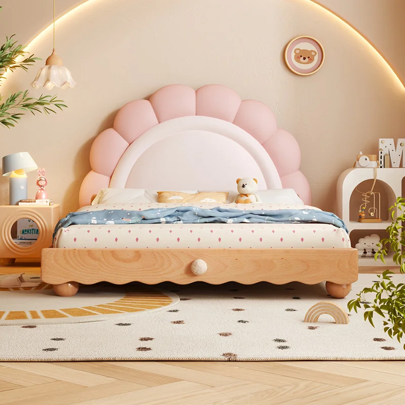 Bubble Flowerbed Solid Wood Bed Girl Princess Bed Bedroom Cream Style Room Boy Single Bed