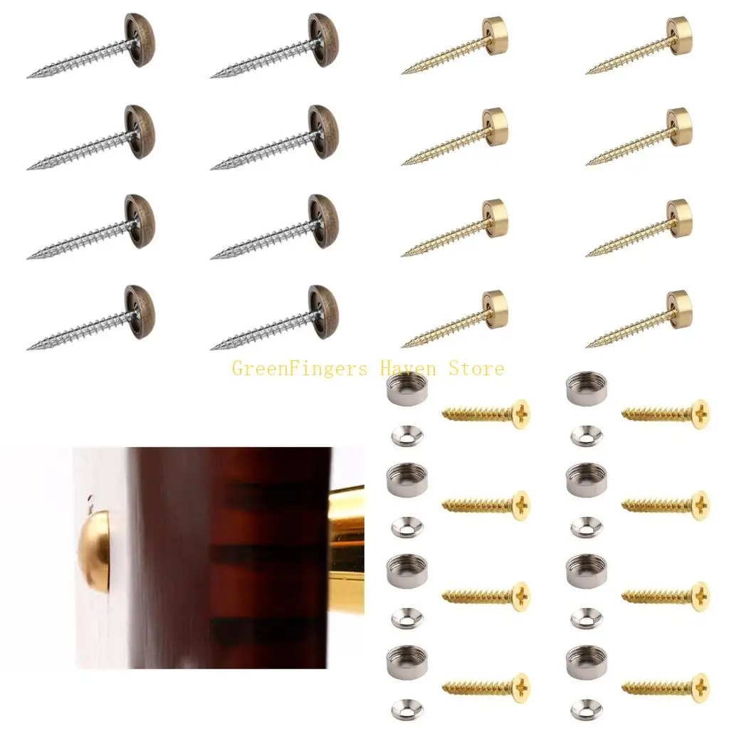 F68D Sturdy Brass Fasteners Mirror Screw Caps M3Thread 8pcs Furniture Hardware
