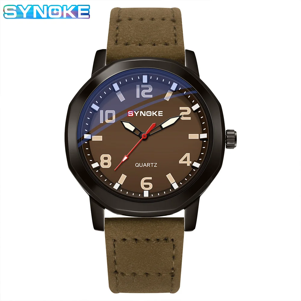 SYNOKE Men Quartz Watch Fashion Simple Business Belt Retro Quartz Watch For Men Watch Student Wristwatch Sports Non Mechanical