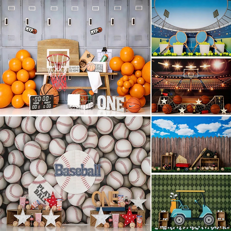 

Ball Sports Theme Backdrop Kids Adult Birthday Cake Smash Photography Props Child Baby Photocall Props Leisure sports Background