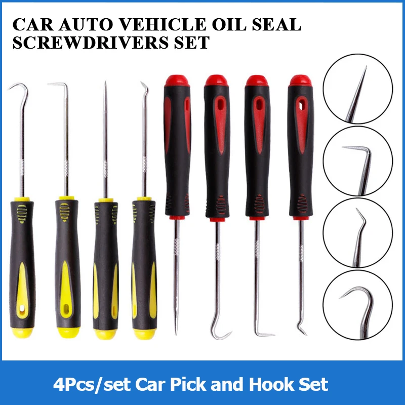 

4Pcs/set Auto Car Oil Seal Screwdrivers Set Hose Removal Hook Set O-Ring Seal Gasket Puller Remover Pick Hooks Repair Tools