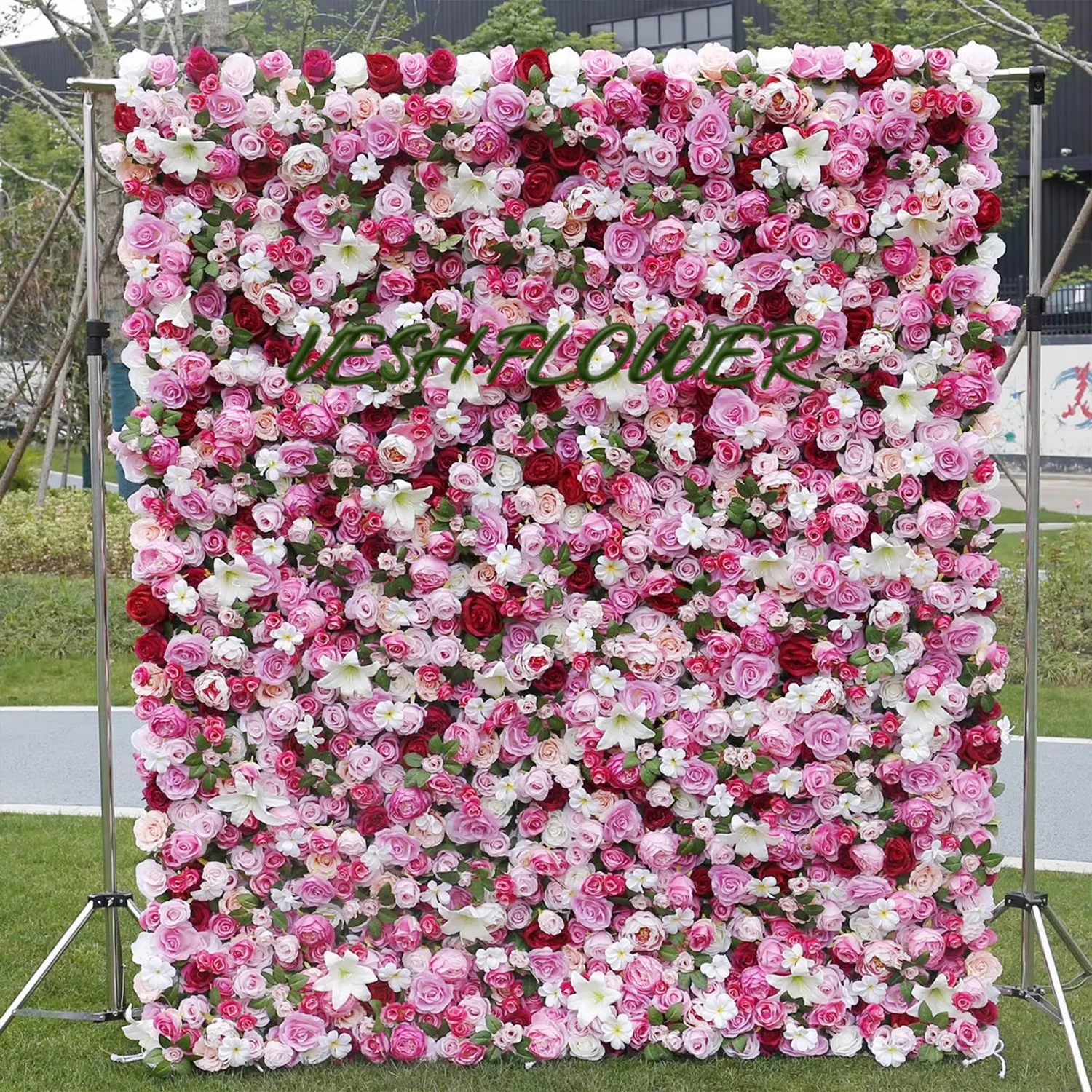 Royal Luxury 3D pink peony white Phalaenopsis artificial plant flower wall Birthday outdoor wedding background decor